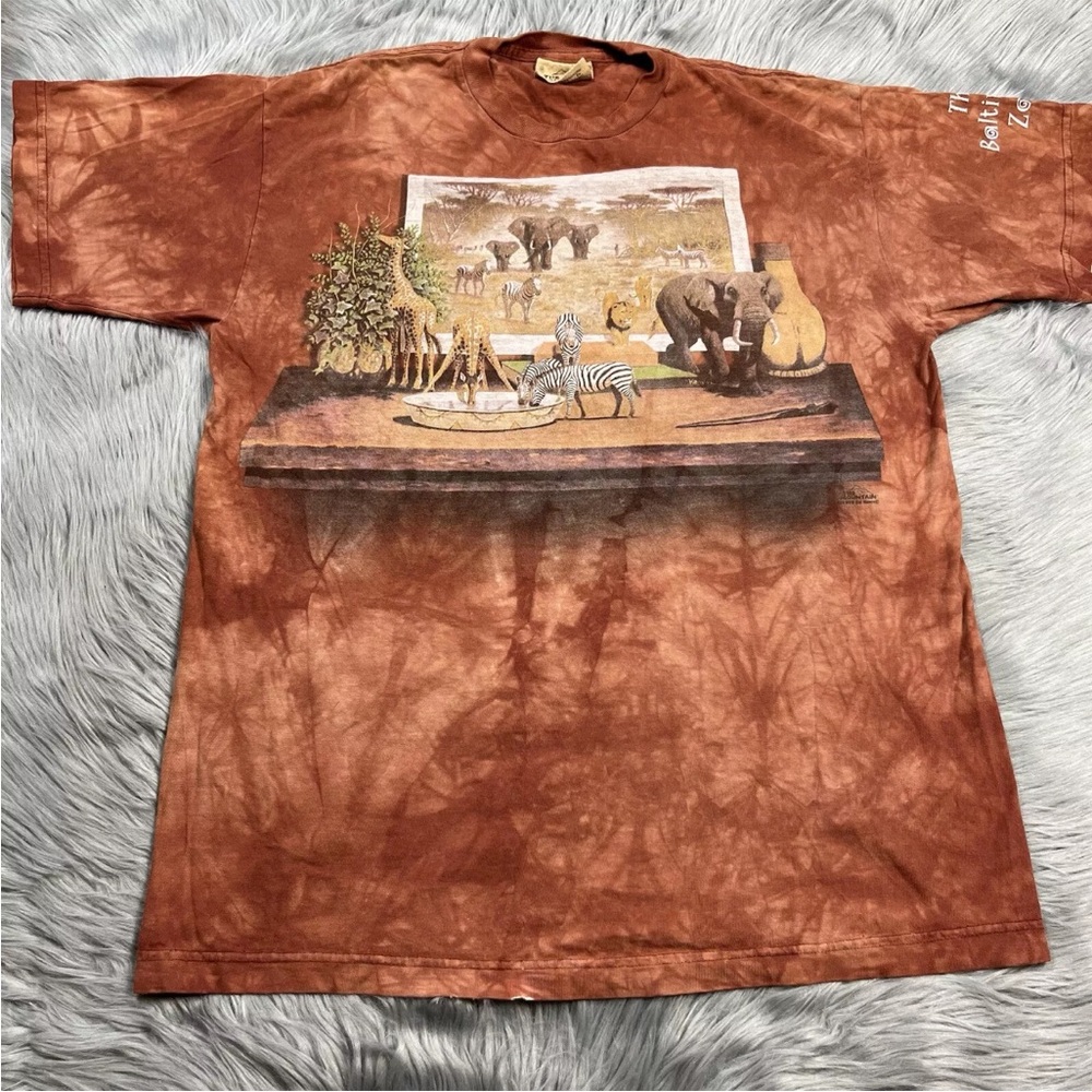 Vintage 1999 The Mountain Tie Dye Baltimore Zoo Safari Animal Shirt